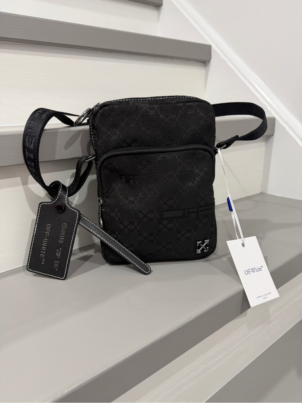 Off-White North/South Flight Multi Pocket Crossbody Bag